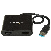 StarTech.com USB 3.0 to Dual HDMI Adapter - 1x 4K 30Hz & 1x 1080p - External Video & Graphics Card - USB Type-A to HDMI Dual Monitor Display Adapter - Supports Windows Only - Black, 3.2 Gen 1 (3.1 Gen 1), USB Type-A, HDMI output, 3840 x 2160 pixels