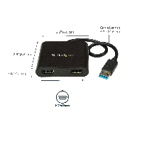 StarTech.com USB 3.0 to Dual HDMI Adapter - 1x 4K 30Hz & 1x 1080p - External Video & Graphics Card - USB Type-A to HDMI Dual Monitor Display Adapter - Supports Windows Only - Black, 3.2 Gen 1 (3.1 Gen 1), USB Type-A, HDMI output, 3840 x 2160 pixels