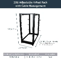 StarTech.com 25U Open Frame Server Rack - 4 Post Adjustable Depth (22