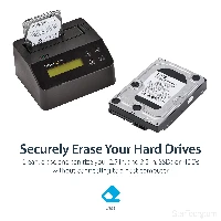 StarTech.com Single Bay Hard Drive Eraser, Standalone HDD/SSD Sanitizer, USB 3.0 to SATA II (3 Gbps), 9 Erase Modes, LCD Display, Secure Erase Hard Disk Sanitizer Dock, DB-9 Printer Port, TAA Compliant, Serial ATA, Serial ATA II, IDE, M.2, 2.5,3.5