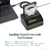 StarTech.com Single Bay Hard Drive Eraser, Standalone HDD/SSD Sanitizer, USB 3.0 to SATA II (3 Gbps), 9 Erase Modes, LCD Display, Secure Erase Hard Disk Sanitizer Dock, DB-9 Printer Port, TAA Compliant, Serial ATA, Serial ATA II, IDE, M.2, 2.5,3.5