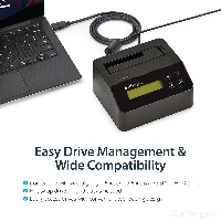 StarTech.com Single Bay Hard Drive Eraser, Standalone HDD/SSD Sanitizer, USB 3.0 to SATA II (3 Gbps), 9 Erase Modes, LCD Display, Secure Erase Hard Disk Sanitizer Dock, DB-9 Printer Port, TAA Compliant, Serial ATA, Serial ATA II, IDE, M.2, 2.5,3.5