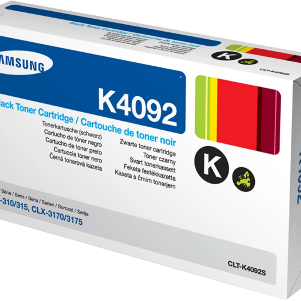 Samsung CLT-K4092S Black Toner Cartridge, 1500 pages, Black, 1 pc(s)
