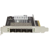 StarTech.com Quad Port 10G SFP+ Network Card - Intel XL710 Open SFP+ Converged Adapter - PCIe 10 Gigabit Ethernet Server NIC - 10GbE Fiber Optic LAN Card - Dell PowerEdge HPE ProLiant, Internal, Wired, PCI Express, Fiber, 20000 Mbit/s, Black
