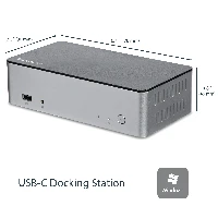 StarTech.com Dual-Monitor USB-C Dock for Windows - 2.5 SATA SSD/HDD Bay, Wired, USB 3.2 Gen 1 (3.1 Gen 1) Type-C, 3.5 mm, 10,100,1000 Mbit/s, IEEE 802.3, IEEE 802.3ab, Black, Silver