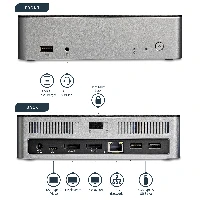 StarTech.com Dual-Monitor USB-C Dock for Windows - 2.5 SATA SSD/HDD Bay, Wired, USB 3.2 Gen 1 (3.1 Gen 1) Type-C, 3.5 mm, 10,100,1000 Mbit/s, IEEE 802.3, IEEE 802.3ab, Black, Silver
