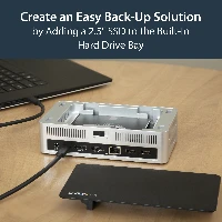 StarTech.com Dual-Monitor USB-C Dock for Windows - 2.5 SATA SSD/HDD Bay, Wired, USB 3.2 Gen 1 (3.1 Gen 1) Type-C, 3.5 mm, 10,100,1000 Mbit/s, IEEE 802.3, IEEE 802.3ab, Black, Silver