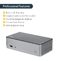 StarTech.com Dual-Monitor USB-C Dock for Windows - 2.5 SATA SSD/HDD Bay, Wired, USB 3.2 Gen 1 (3.1 Gen 1) Type-C, 3.5 mm, 10,100,1000 Mbit/s, IEEE 802.3, IEEE 802.3ab, Black, Silver
