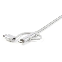 StarTech.com 1 m (3 f.t) USB Multi Charging Cable - USB to Micro-USB or USB-C or Lightning for iPhone / iPad / iPod / Android - Apple MFi Certified - 3 in 1 USB Charger - Braided, 1 m, USB A, Micro-USB B, USB 2.0, 480 Mbit/s, Silver