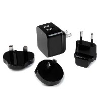 StarTech.com Dual-port USB wall charger - international travel - 17W/3.4A - black, Indoor, AC, 5 V, Black