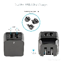 StarTech.com Dual-port USB wall charger - international travel - 17W/3.4A - black, Indoor, AC, 5 V, Black