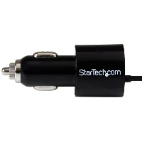 StarTech.com Dual-Port Car Charger with Lightning Cable and USB 2.0 Port - Black, Auto, Cigar lighter, 5 V, 0.3 m, Black