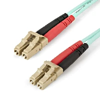 StarTech.com Aqua OM4 Duplex Multimode Fiber Optic Cable - 100 Gb - 50/125 - LSZH - LC/LC - 2 m2m (6ft) LC/UPC to LC/UPC OM4 Multimode Fiber Optic Cable, 50/125m LOMMF/VCSEL Zipcord Fiber, 100G Networks, Low Insertion Loss, LSZH Fiber Patch Cord, 2 m, OM4, LC, LC
