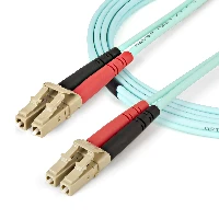 StarTech.com Aqua OM4 Duplex Multimode Fiber Optic Cable - 100 Gb - 50/125 - LSZH - LC/LC - 2 m2m (6ft) LC/UPC to LC/UPC OM4 Multimode Fiber Optic Cable, 50/125m LOMMF/VCSEL Zipcord Fiber, 100G Networks, Low Insertion Loss, LSZH Fiber Patch Cord, 2 m, OM4, LC, LC