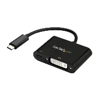 StarTech.com USB C to DVI Adapter with Power Delivery - 1080p USB Type-C to DVI-D Single Link Video Display Converter w/ Charging - 60W PD Pass-Through - Thunderbolt 3 Compatible - Black, USB Type-C, DVI output, 1920 x 1200 pixels