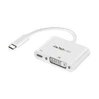 StarTech.com USB C to DVI Adapter with Power Delivery - 1080p USB Type-C to DVI-D Single Link Video Display Converter w/ Charging - 60W PD Pass-Through - Thunderbolt 3 Compatible - White, USB Type-C, DVI output, 1920 x 1200 pixels