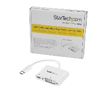StarTech.com USB C to DVI Adapter with Power Delivery - 1080p USB Type-C to DVI-D Single Link Video Display Converter w/ Charging - 60W PD Pass-Through - Thunderbolt 3 Compatible - White, USB Type-C, DVI output, 1920 x 1200 pixels