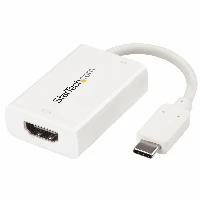 StarTech.com USB C to HDMI 2.0 Adapter with Power Delivery - 4K 60Hz USB Type-C to HDMI Display Video Converter - 60W PD Pass-Through Charging Port - Thunderbolt 3 Compatible - White, USB Type-C, HDMI output, 3840 x 2160 pixels
