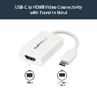 StarTech.com USB C to HDMI 2.0 Adapter with Power Delivery - 4K 60Hz USB Type-C to HDMI Display Video Converter - 60W PD Pass-Through Charging Port - Thunderbolt 3 Compatible - White, USB Type-C, HDMI output, 3840 x 2160 pixels