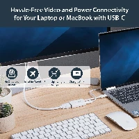 StarTech.com USB C to HDMI 2.0 Adapter with Power Delivery - 4K 60Hz USB Type-C to HDMI Display Video Converter - 60W PD Pass-Through Charging Port - Thunderbolt 3 Compatible - White, USB Type-C, HDMI output, 3840 x 2160 pixels