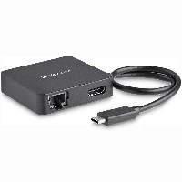 StarTech.com USB C Multiport Adapter - Portable USB-C Mini Dock 4K HDMI Video - Gigabit Ethernet, USB 3.0 Hub (1x USB-A 1x USB-C) - USB Type-C Multiport Adapter - Thunderbolt 3 Compatible, Wired, USB 3.2 Gen 1 (3.1 Gen 1) Type-C, 10,100,1000 Mbit/s, 10BASE-T, 100BASE-TX, 1000BASE-T, IEEE 802.3, IEEE 802.3ab, IEEE 802.3u, Black