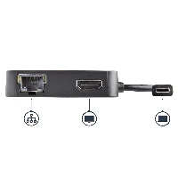 StarTech.com USB C Multiport Adapter - Portable USB-C Mini Dock 4K HDMI Video - Gigabit Ethernet, USB 3.0 Hub (1x USB-A 1x USB-C) - USB Type-C Multiport Adapter - Thunderbolt 3 Compatible, Wired, USB 3.2 Gen 1 (3.1 Gen 1) Type-C, 10,100,1000 Mbit/s, 10BASE-T, 100BASE-TX, 1000BASE-T, IEEE 802.3, IEEE 802.3ab, IEEE 802.3u, Black