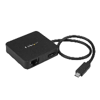 StarTech.com USB C Multiport Adapter - Portable USB-C Mini Dock 4K HDMI Video - Gigabit Ethernet, USB 3.0 Hub (1x USB-A 1x USB-C) - USB Type-C Multiport Adapter - Thunderbolt 3 Compatible, Wired, USB 3.2 Gen 1 (3.1 Gen 1) Type-C, 10,100,1000 Mbit/s, 10BASE-T, 100BASE-TX, 1000BASE-T, IEEE 802.3, IEEE 802.3ab, IEEE 802.3u, Black