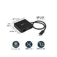 StarTech.com USB C Multiport Adapter - Portable USB-C Mini Dock 4K HDMI Video - Gigabit Ethernet, USB 3.0 Hub (1x USB-A 1x USB-C) - USB Type-C Multiport Adapter - Thunderbolt 3 Compatible, Wired, USB 3.2 Gen 1 (3.1 Gen 1) Type-C, 10,100,1000 Mbit/s, 10BASE-T, 100BASE-TX, 1000BASE-T, IEEE 802.3, IEEE 802.3ab, IEEE 802.3u, Black