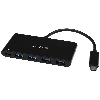 StarTech.com 4 Port USB C Hub with 4 USB Type-A Ports (USB 3.0 SuperSpeed 5Gbps) - 60W Power Delivery Passthrough Charging - USB 3.1 Gen 1/USB 3.2 Gen 1 Laptop Hub Adapter - MacBook, Dell4 Port USB C Hub with 4 USB Type-A Ports (USB 3.0 SuperSpeed 5Gbps) - 60W Power Delivery Passthrough Charging - USB 3.2 Gen 1 Laptop Hub Adapter - MacBook, Dell, USB 3.2 Gen 1 (3.1 Gen 1) Type-C, USB 3.2 Gen 1 (3.1 Gen 1) Type-A, USB 3.2 Gen 1 (3.1 Gen 1) Type-C, 5000 Mbit/s, Black, Plastic, 0.15 m