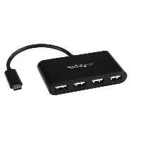 StarTech.com 4-Port USB-C Hub - Mini Hub - USB-C to 4x USB-A - USB 2.0, USB 2.0 Type-C, USB 2.0, 480 Mbit/s, Black, Plastic, 0.16 m