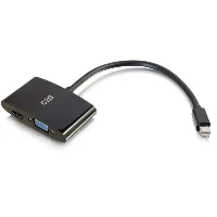 C2G 20cm Mini DisplayPort to HDMI or VGA Adapter Converter 4K UHD - Black, Mini DisplayPort, HDMI + VGA (D-Sub), Male, Female, Gold, Black