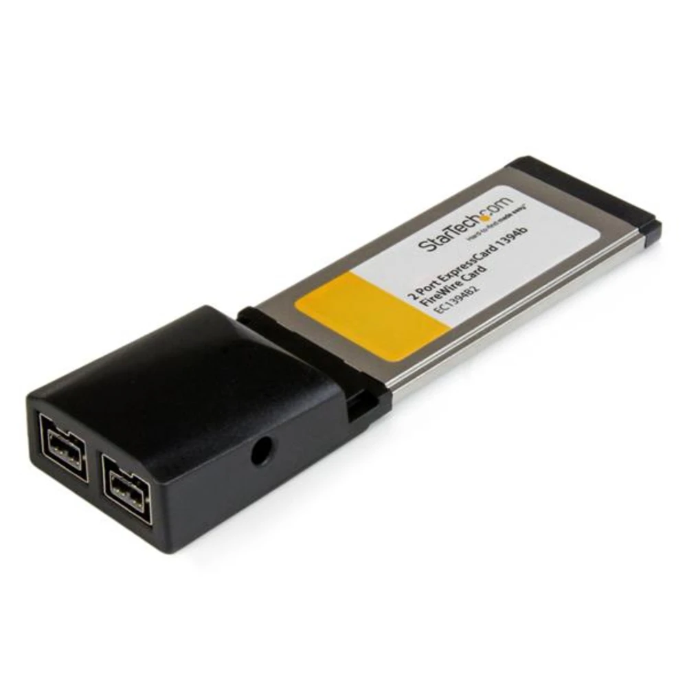 StarTech.com 2 Port ExpressCard 1394b FireWire Laptop Adapter Card, ExpressCard/34, FireWire 800, Black, Silver, Texas Instruments XIO2213A, Windows 10 Education, Windows 10 Education x64, Windows 10 Enterprise, Windows 10 Enterprise x64,..., 34 mm