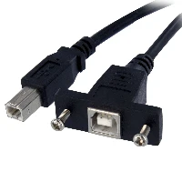 StarTech.com 1 ft Panel Mount USB Cable B to B - F/M, 0.3 m, USB B, USB B, USB 2.0, 480 Mbit/s, Black
