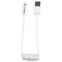 StarTech.com 0.3 m (1 ft.) Coiled Lightning to USB Cable - Lightning Charger Cable for iPhone / iPad / iPod - Apple MFi Certified - Lightning to USB Cable - White, 0.3 m, Lightning, USB A, Male, Male, White