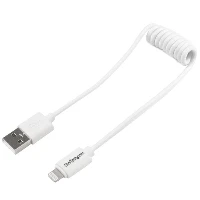 StarTech.com 0.3 m (1 ft.) Coiled Lightning to USB Cable - Lightning Charger Cable for iPhone / iPad / iPod - Apple MFi Certified - Lightning to USB Cable - White, 0.3 m, Lightning, USB A, Male, Male, White