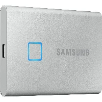Samsung Portable SSD T7 Touch 500GB - Silver, 500 GB, USB Type-C, 3.2 Gen 2 (3.1 Gen 2), 1050 MB/s, Password protection, Silver
