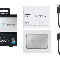 Samsung Portable SSD T7 Touch 500GB - Silver, 500 GB, USB Type-C, 3.2 Gen 2 (3.1 Gen 2), 1050 MB/s, Password protection, Silver