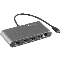 StarTech.com Thunderbolt 3 Mini Dock - Portable Dual Monitor Docking Station w/HDMI 4K 60Hz, 2x USB-A Hub (3.0/2.0), GbE - 11in/28cm Cable - TB3 Multiport Adapter - Mac/Windows, Wired, Thunderbolt 3, 10,100,1000 Mbit/s, IEEE 802.3ab, IEEE 802.3i, IEEE 802.3u, Grey, 3840 x 2160 pixels