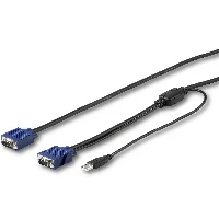 StarTech.com 15 ft. (4.6 m) USB KVM Cable for Rackmount Consoles, 4.6 m, USB, USB, VGA, Black, VGA