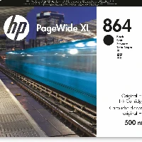 HP 864 500-ml Black PageWide XL Ink Cartridge, High (XL) Yield, Pigment-based ink, 500 ml, 1 pc(s), Single pack