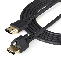 StarTech.com 6ft (2m) HDMI Cable with Locking Screw - 4K 60Hz HDR - High Speed HDMI 2.0 Monitor Cable with Locking Screw Connector for Secure Connection - HDMI Cable with Ethernet - M/M, 2 m, HDMI Type A (Standard), HDMI Type A (Standard), 18 Gbit/s, Audio Return Channel (ARC), Black