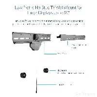 StarTech.com No-Stud TV Wall Mount - Low Profile Heavy Duty VESA TV Wall Mount for up to 80 inch Display (110lb/50kg) - Universal Television Wall Mount - Studless Tilting Flat Screen Mount, 2.03 m (80