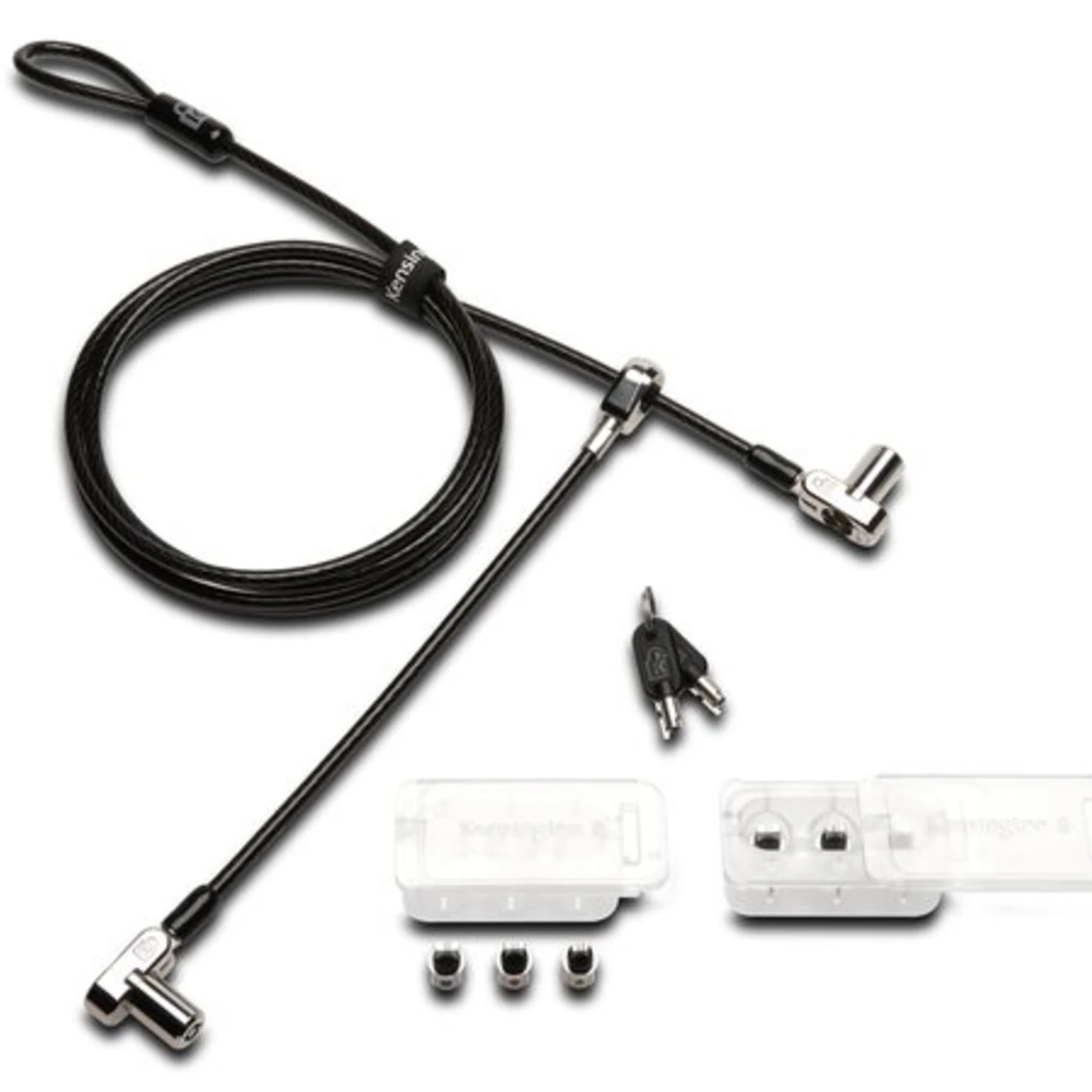 Kensington Universal 3-in-1 Keyed Cable Lock with Twin Lockheads, Kensington, Key, Carbon steel, Silver