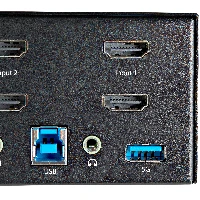 StarTech.com 2 Port Dual Monitor HDMI KVM Switch - 4K 60Hz Ultra HD HDR - Desktop 4K HDMI 2.0 KVM Switch with 2 Port USB 3.0 Hub (5Gbps) & 4x USB 2.0 HID, Audio - Hotkey Switching - TAA, 3840 x 2160 pixels, 4K Ultra HD, 36 W, Black