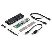 StarTech.com USB-C 10Gbps to M.2 NVMe or M.2 SATA SSD Enclosure - Portable External M.2 PCIe/SATA NGFF SSD Aluminum Case - USB Type-C & USB-A Host Cables - Supports 2230/2242/2260/2280, SSD enclosure, M.2, M.2, 10 Gbit/s, USB connectivity, Black