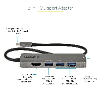 StarTech.com USB C Multiport Adapter - USB-C to HDMI 2.0b 4K 60Hz (HDR10), 100W Power Delivery Pass-Through, 4-Port USB 3.0 Hub - USB Type-C Mini Dock - 12