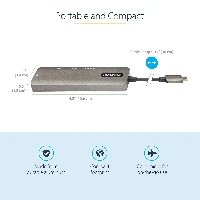 StarTech.com USB C Multiport Adapter - USB-C to HDMI 2.0b 4K 60Hz (HDR10), 100W Power Delivery Pass-Through, 4-Port USB 3.0 Hub - USB Type-C Mini Dock - 12