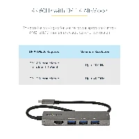 StarTech.com USB C Multiport Adapter - USB-C to HDMI 2.0b 4K 60Hz (HDR10), 100W Power Delivery Pass-Through, 4-Port USB 3.0 Hub - USB Type-C Mini Dock - 12