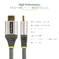 StarTech.com 6ft (2m) Premium Certified HDMI 2.0 Cable - High Speed Ultra HD 4K 60Hz HDMI Cable with Ethernet - HDR10, ARC - UHD HDMI Video Cord - For UHD Monitors, TVs, Displays - M/M, 2 m, HDMI Type A (Standard), HDMI Type A (Standard), 3D, 18 Gbit/s, Black, Grey