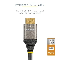 StarTech.com 6ft (2m) Premium Certified HDMI 2.0 Cable - High Speed Ultra HD 4K 60Hz HDMI Cable with Ethernet - HDR10, ARC - UHD HDMI Video Cord - For UHD Monitors, TVs, Displays - M/M, 2 m, HDMI Type A (Standard), HDMI Type A (Standard), 3D, 18 Gbit/s, Black, Grey